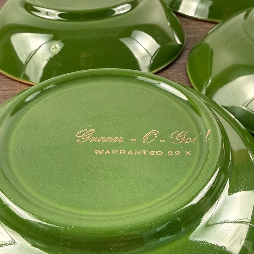 Sabin Green-O-Gold 22K Gold Green Dessert Bowls Set of 6